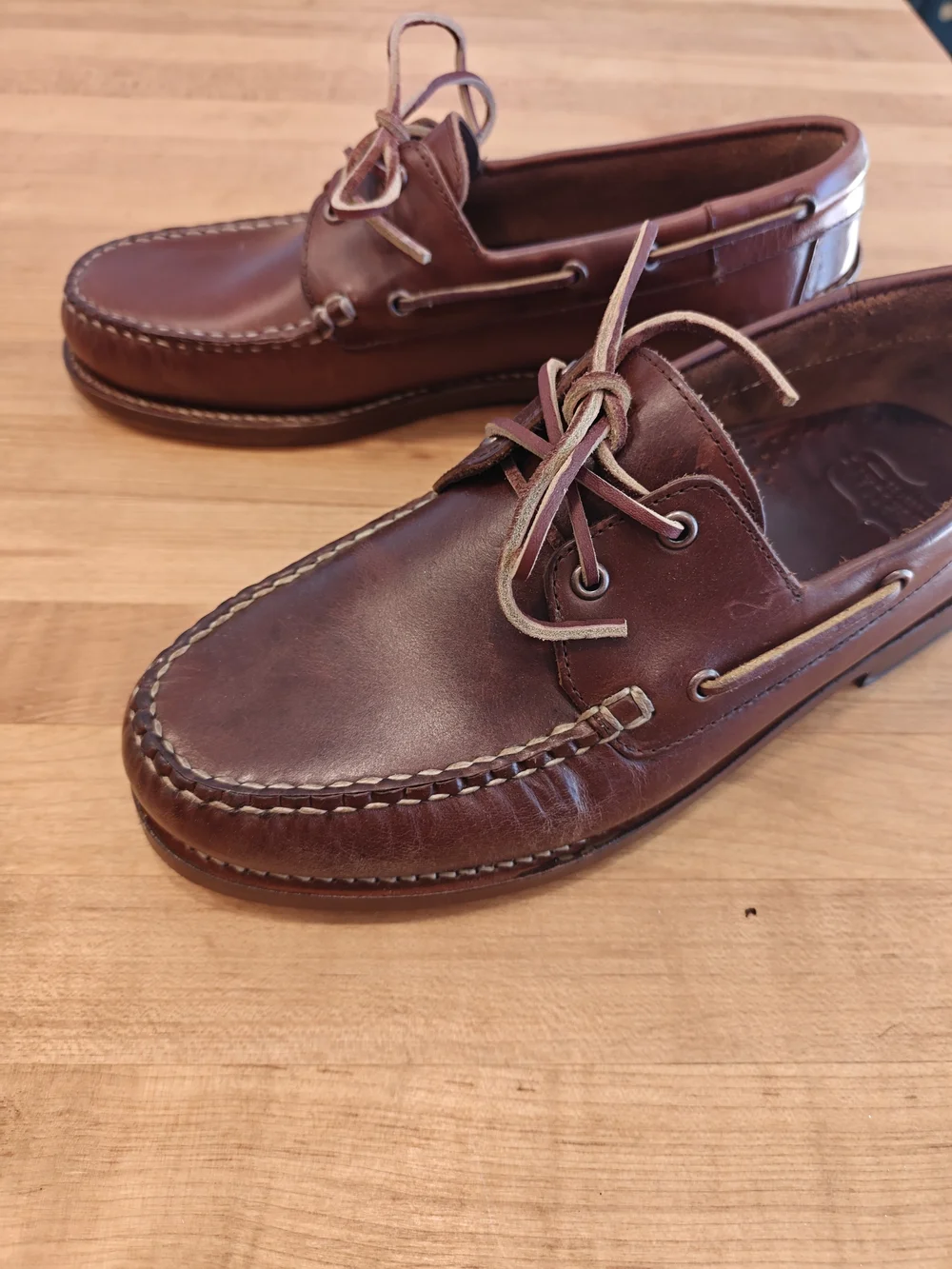Thursday Boot Co. Men's Brown Leather Boat Shoes - Classic Moc Toe Deck Shoes